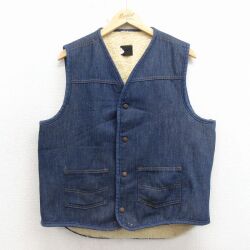 L★古着 ローバックス デニム ベスト メンズ 80年代 80s 紺 26feb02