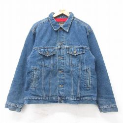 L★古着 長袖 ジージャン メンズ シンサレート コットン 濃紺 デニム 内側キルティング 26feb14