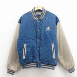 XL★古着 長袖 デニム ジャケット スタジャン メンズ KENNER コットン 紺 内側キルティング 26mar17