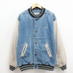 XL★古着 長袖 デニム ジャケット スタジャン メンズ 00年代 00s RUST 大きいサイズ コットン 紺 内側キルティング 26mar17