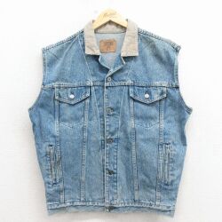 ギャップ 90s デニムベスト 襟コーデュロイ ネイビー L | 古着