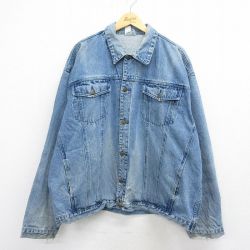 XL★古着 キングサイズ 長袖 ジージャン メンズ 90年代 90s 大きいサイズ コットン ブルー デニム 26may15