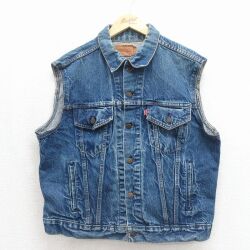 L★古着 リーバイス Levis 70506 デニム ベスト 90年代 90s コットン USA製 ネイビー デニム【spe】 26may29
