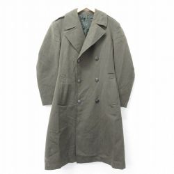 M★古着 長袖 ビンテージ ミリタリー コート メンズ 50年代 50s ロング丈 ウール USA製 緑系 グリーン 23nov21 中古 アウター