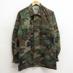 【50%OFF】L★古着 長袖 ミリタリー ジャケット メンズ 90年代 90s コンバット ウッドランドカモ USA製 濃緑他 グリーン 迷彩 23dec09 中古 アウター フライト