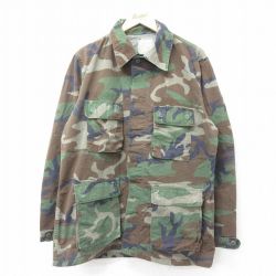【50%OFF】L★古着 長袖 ミリタリー ジャケット メンズ ウッドランドカモ 緑 グリーン 迷彩 23dec18 中古 アウター フライト
