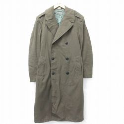M★古着 長袖 ビンテージ ミリタリー オーバー コート メンズ 60年代 60s ロング丈 ウール USA製 緑 グリーン 23dec21 中古 アウター