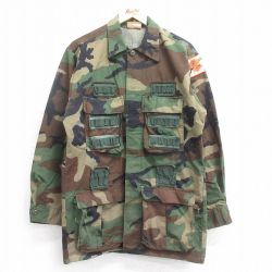 【50%OFF】L★古着 長袖 ミリタリー ジャケット メンズ SURVIVAL GAME ウッドランドカモ 緑 グリーン 迷彩 24jan25 中古 アウター フライト