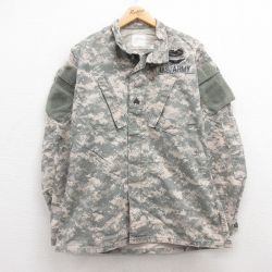 【20%OFF】M★古着 長袖 ミリタリー ジャケット メンズ 00年代 00s アーミー ARMY コンバット リップストップ デジタルカモ USA製 グレー他 迷彩 24sep17 中古 アウター フライト