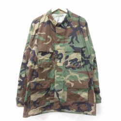XL★古着 長袖 ミリタリー ジャケット メンズ 90年代 90s コンバット ウッドランドカモ ロング丈 USA製 茶他 ブラウン 迷彩 24sep21 中古 アウター フライト