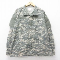 XL★古着 長袖 ミリタリー ジャケット メンズ コンバット リップストップ デジタルカモ グレー 迷彩 24sep27 中古 アウター フライト