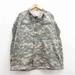 【20%OFF】XL★古着 長袖 ミリタリー ジャケット メンズ 00年代 00s アーミー ARMY コンバット リップストップ デジタルカモ 大きいサイズ USA製 グレー 迷彩 24oct15 中古 アウター フライト