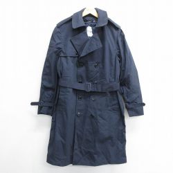 XL★古着 長袖 ミリタリー トレンチ コート メンズ ロング丈 紺 ネイビー 【spe】 24nov05 中古 アウター