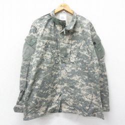 XL★古着 長袖 ミリタリー ジャケット メンズ 00年代 00s コンバット リップストップ デジタルカモ 大きいサイズ USA製 グレー 迷彩 24nov30 中古 アウター フライト