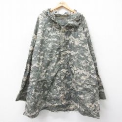 【20%OFF】XL★古着 長袖 ミリタリー ナイロン ジャケット パーカー レインスーツ メンズ 00年代 00s ラグラン デジタルカモ 大きいサイズ ロング丈 USA製 グレー他 迷彩 24dec02 中古 アウター フライト