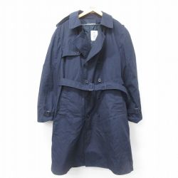 XL★古着 長袖 ミリタリー トレンチ コート メンズ 90年代 90s ライナー付き ロング丈 USA製 紺 ネイビー 24dec02 中古 アウター