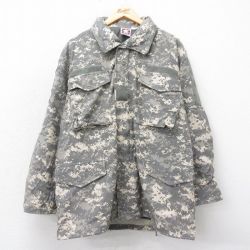 XL★古着 長袖 ミリタリー フィールド ジャケット メンズ M-65 デジタルカモ グレー 迷彩 24dec05 中古 アウター フライト