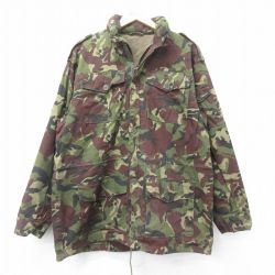 XL★古着 長袖 ミリタリー ジャケット メンズ イギリス軍 コットン 緑系 グリーン 迷彩 24dec10 中古 アウター フライト