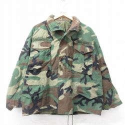 L★古着 長袖 ミリタリー フィールド ジャケット メンズ 90年代 90s M-65 USアーミー ウッドランドカモ USA製 緑他 グリーン 迷彩 24dec13 中古 アウター フライト