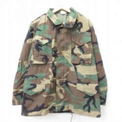 【20%OFF】L★古着 長袖 ミリタリー フィールド ジャケット メンズ 90年代 90s USアーミー M-65 ウッドランドカモ USA製 緑 グリーン 迷彩 24dec18 中古 アウター フライト