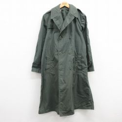 L★古着 長袖 ビンテージ ミリタリー トレンチ コート メンズ 70年代 70s ロング丈 USA製 緑 グリーン 24dec19 中古 アウター