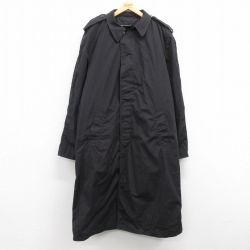 【20%OFF】XL★古着 長袖 ミリタリー ステンカラー コート メンズ 80年代 80s 大きいサイズ ロング丈 USA製 黒 ブラック 内側ファー 24dec19 中古 アウター