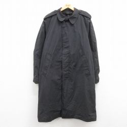 XL★古着 長袖 ビンテージ ミリタリー ステンカラー レイン コート メンズ 70年代 70s ロング丈 USA製 黒 ブラック 24dec19 中古 アウター