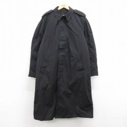 XL★古着 長袖 ミリタリー ステンカラー コート メンズ 80年代 80s ロング丈 USA製 黒 ブラック 内側ファー 24dec19 中古 アウター