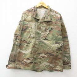 【20%OFF】XL★古着 長袖 ミリタリー ジャケット メンズ リップストップ マルチカムカモ 大きいサイズ 緑他 グリーン 迷彩 24dec21 中古 アウター フライト