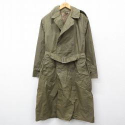 【50%OFF】L★古着 長袖 ビンテージ ミリタリー トレンチ コート メンズ 60年代 60s ロング丈 緑 グリーン 24dec26 中古 アウター