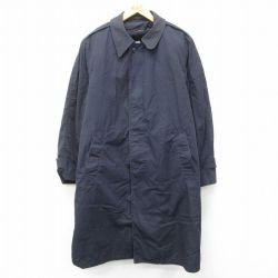 XL★古着 長袖 ミリタリー コート メンズ 80年代 80s ライナー付き ロング丈 USA製 紺 ネイビー 25jan16 中古 アウター