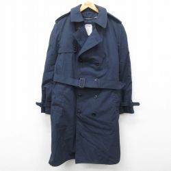 【50%OFF】L★古着 長袖 ミリタリー コート メンズ ライナー付き ロング丈 USA製 紺 ネイビー 25jan16 中古 アウター
