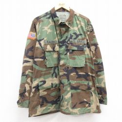 【20%OFF】XL★古着 長袖 ミリタリー ジャケット メンズ 90年代 90s USアーミー コンバット リップストップ ウッドランドカモ USA製 緑 グリーン 迷彩 25jan20 中古 アウター フライト