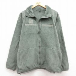 XL★古着 長袖 ミリタリー フリース ジャケット メンズ ECWCS GEN3 レベル3 ポーラテック 大きいサイズ ラグラン USA製 緑系 グリーン 25feb06 中古 アウター フライト