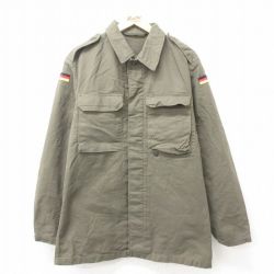 XL★古着 長袖 ミリタリー ジャケット メンズ 90年代 90s ドイツ軍 ロング丈 緑 グリーン 25feb10 中古 アウター フライト
