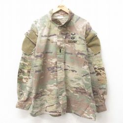 XL★古着 長袖 ミリタリー ジャケット メンズ USアーミー パラシュート部隊 リップストップ 緑 グリーン 迷彩 25feb10 中古 アウター フライト