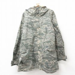 【50%OFF】XL★古着 長袖 ミリタリー ナイロン ジャケット パーカー レインスーツ メンズ 大きいサイズ デジタルタイガーカモ グレー 迷彩 25feb17 中古 アウター フライト