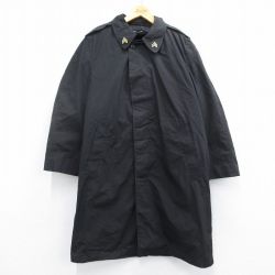 【50%OFF】L★古着 長袖 ビンテージ ミリタリー レイン コート メンズ 70年代 70s ピンバッジ ロング丈 USA製 黒 ブラック 内側ファー 【spe】 25feb19 中古 アウター