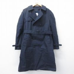 XL★古着 長袖 ミリタリー トレンチ コート メンズ ライナー付き ロング丈 USA製 濃紺 ネイビー 25feb26 中古 アウター