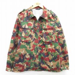 【50%OFF】XL★古着 長袖 ミリタリー フィールド ジャケット メンズ 80年代 80s スイス軍 アルペンカモ 茶系他 ブラウン 迷彩 【spe】 25mar04 中古 アウター フライト