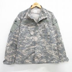 XL★古着 長袖 ミリタリー ジャケット メンズ 00年代 00s アーミー ARMY コンバット リップストップ デジタルカモ USA製 グレー他 迷彩 25mar04 中古 アウター フライト