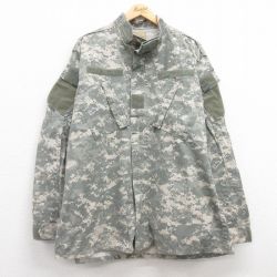 XL★古着 長袖 ミリタリー ジャケット メンズ 00年代 00s アーミー ARMY コンバット リップストップ デジタルカモ 大きいサイズ USA製 グレー他 迷彩 25mar04 中古 アウター フライト