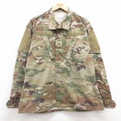 L★古着 長袖 ミリタリー ジャケット メンズ アーミー ARMY コンバット リップストップ ウッドランドカモ USA製 緑他 グリーン 迷彩 25mar04 中古 アウター フライト