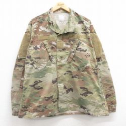 XL★古着 長袖 ミリタリー ジャケット メンズ アーミー ARMY コンバット リップストップ USA製 緑他 グリーン 迷彩 25mar04 中古 アウター フライト
