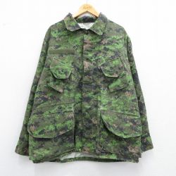 XL★古着 長袖 ミリタリー ジャケット メンズ コンバット デジタルカモ カナダ軍 緑他 グリーン 迷彩 25mar21 中古 アウター フライト