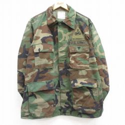 【50%OFF】XL★古着 長袖 ミリタリー ジャケット メンズ 80年代 80s USアーミー コンバット ウッドランドカモ USA製 緑 グリーン 迷彩 25apr11 中古 アウター フライト