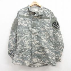 L★古着 長袖 ミリタリー ジャケット メンズ アーミー ARMY コンバット リップストップ デジタルカモ USA製 グレー 迷彩 25apr11 中古 アウター フライト