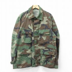 【50%OFF】XL★古着 長袖 ミリタリー ジャケット メンズ 80年代 80s コンバット ウッドランドカモ 大きいサイズ USA製 緑 グリーン 迷彩 25apr12 中古 アウター フライト