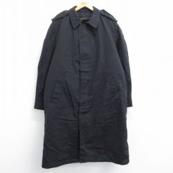 XL★古着 長袖 ミリタリー コート メンズ 80年代 80s 大きいサイズ ロング丈 USA製 黒 ブラック 内側ファー 25sep22 中古 アウター