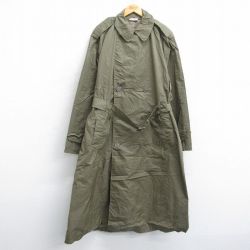 XL★古着 長袖 ビンテージ ミリタリー レイン コート メンズ 60年代 60s 大きいサイズ ロング丈 濃緑系 グリーン 【spe】 25sep22 中古 アウター